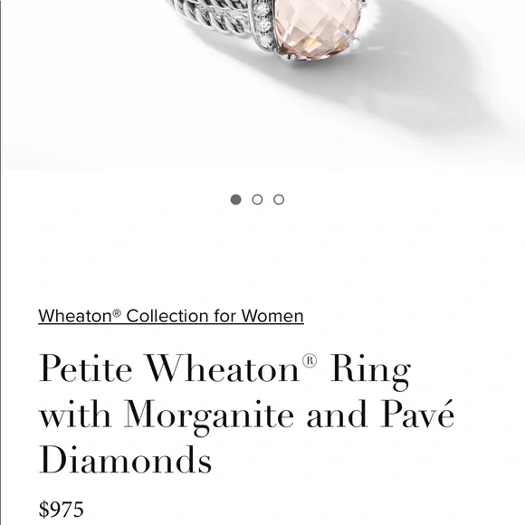 David Yurman Petite Wheaton Ring with Morganite and Pave Diamonds - Picture 9 of 9